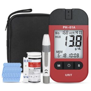 urit hemoglobin test meter with 25 hemoglobin test strips, accurate and fast, easy for home use