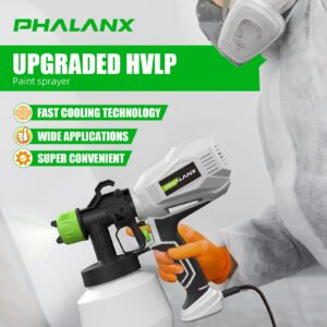 PHALANX Paint Sprayer, 6 FT Corded HVLP Electric Spray Paint Gun for House Painting, Furniture, Fence, Walls, Cabinets, Paint Sprayers with 1200ML Capacity & 3 Nozzles & 3 Patterns