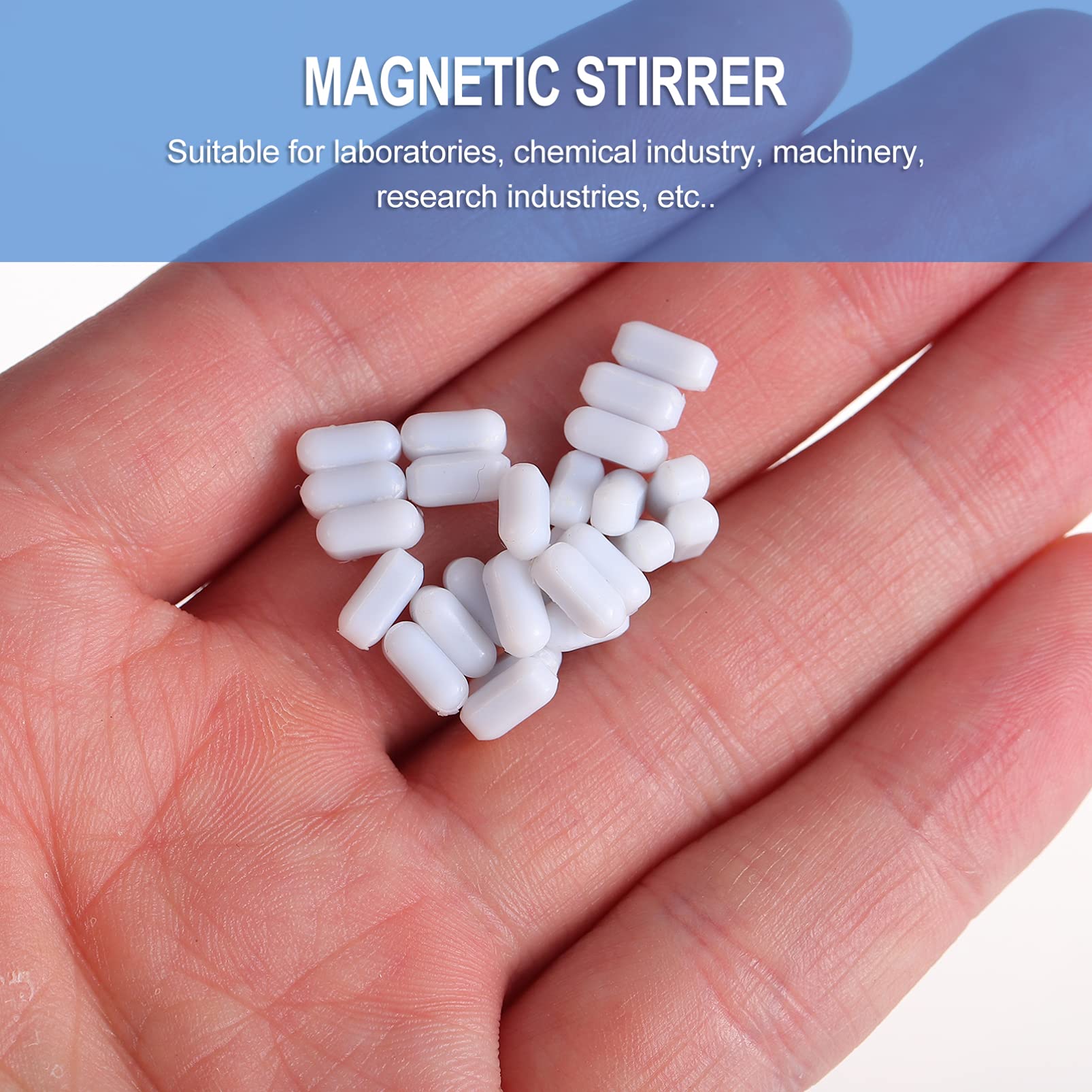 Baluue PTFE Magnetic Stirrer Mixer Stir Bar - 25pcs White Resistant Mixer Plate Rotating Bars Mini Magnet Stir Laboratory Magnetic Rod