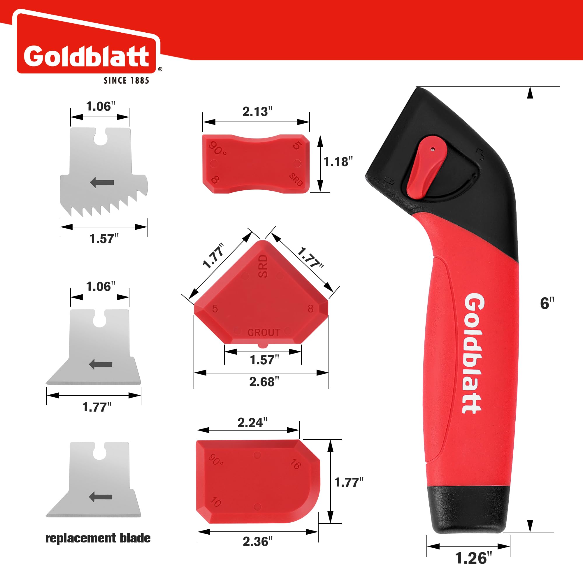 Goldblatt Caulk Remover Tool, Caulking Tool, Silicone Caulking Tool Kit, Grout Removal Tool, Sealant Finishing Tools for Sink Joint Bathroom Kitchen Floor