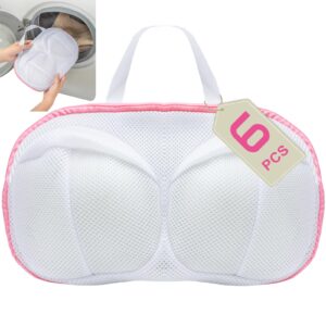 bra washing bags for laundry, large bra laundry bags for washing machine, fits all cups anti deformation bra washing bag, lingerie bags for washing delicates (6 pcs - pink xxl)