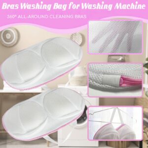 Bra Washing Bags for Laundry, Large Bra Laundry Bags for Washing Machine, Fits All Cups Anti Deformation Bra Washing Bag, Lingerie Bags for Washing Delicates (6 Pcs - Pink XXL)