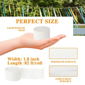 White Crepe Paper Streamers 8 Rolls, Party Streamers for Birthday Wedding Baby Bridal Shower Decorations Halloween Christmas Craft Supplies (1.8 Inch x 82 Ft/Roll，656ft)