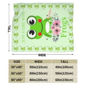 Frog Blanket for Girls Women Super Soft Cozy Frog Animal Stuff Decor Fleece Throw Blanket Plush Warm Fleece Just a Girl Who Loves Frogs Flannel Gifts Blankets for Kids Adults 50"x40"