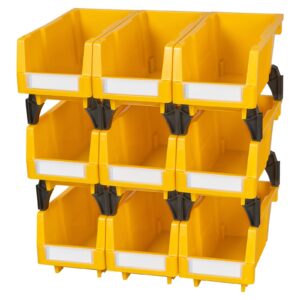 aercana plastic storage bins shop stackable organizer bins parts bin shelf storage bin garage storage bins(yellow,pack of 9)