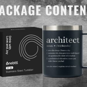 Onebttl Funny Architect Gifts, Architecture Gifts For Christmas, Birthday, 12Oz Stainless Steel Tumbler Travel Mug - Black Definition