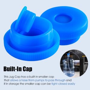 5 Gallon Water Jug Cap Reusable, Non-Spilling 55mm Water Bottle Dispenser Caps, Silicone 5 Gal Jug Replacement Caps Lids Anti Splash (Ocean Blue, 3 Pack)