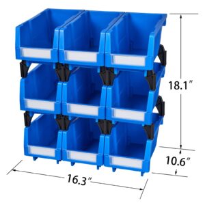 AERCANA Plastic Storage Bins Shop Stackable Organizer Bins Parts Bin Shelf Storage Bin Garage Storage Bins(Yellow,Pack of 9)