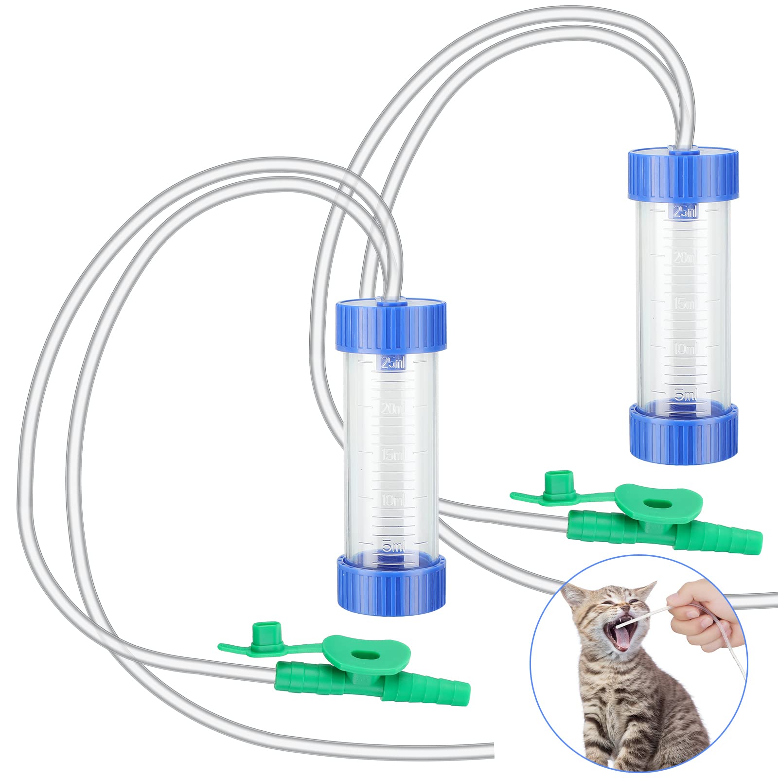 2 Pcs Mucus Trap for Puppies Suction Catheter Suction Device with Mucus Trap for Extracting Liquid or Mucous from Animal's Nose and Mouth for Small Animal, 25 Ml, 8 FR