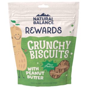 natural balance limited ingredient rewards crunchy biscuits, vegetarian dog treats for adult dogs of all breeds, peanut butter recipe, 14 ounce (pack of 1)