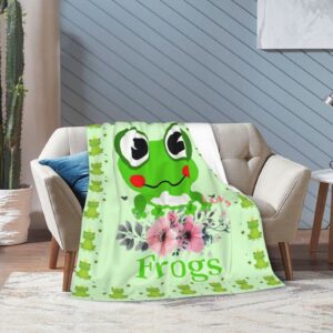 Frog Blanket for Girls Women Super Soft Cozy Frog Animal Stuff Decor Fleece Throw Blanket Plush Warm Fleece Just a Girl Who Loves Frogs Flannel Gifts Blankets for Kids Adults 50"x40"