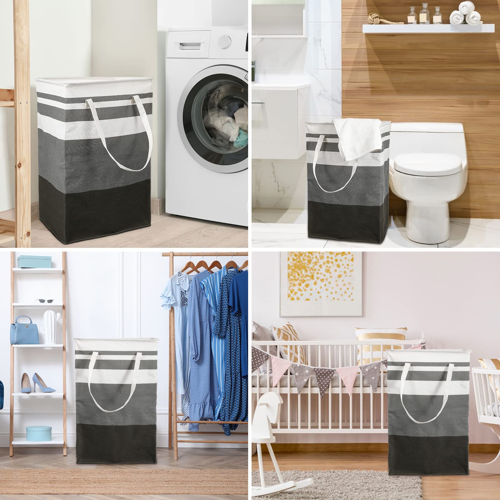 4 Pcs 75L Laundry Basket Large Laundry Hamper Collapsible Laundry Bag Waterproof Clothes Basket Freestanding Clothes Hamper with Handles for Toy Towel Pillow Blanket Bedroom Dorm Bathroom