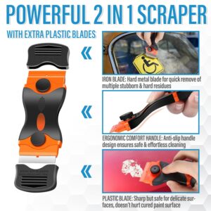 Sticker Remover, Car Sticker Remover with Scraper & Plastic Razors for Rapidly Removing Decals, Tapes, Glue, Surface Safe Adhesive Remover for Cars, Glass, Ceramic, Plastic & Other Surfaces