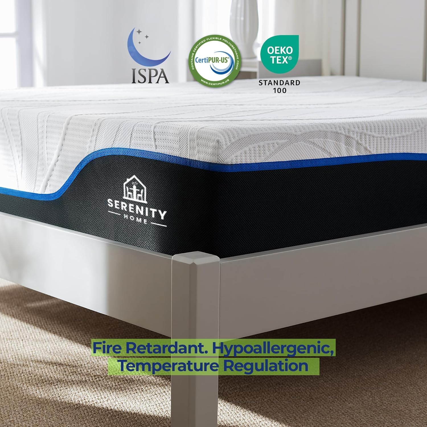 SERENITY HOME 12" Twin Memory Foam Mattress, Breathable Bed Mattress, Cooling-Gel Memory Foam Mattress in a Box, Support & Pressure Relief Mattress, Fiberglass Free, Made in USA | Twin