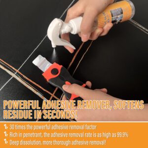 Adhesive Remover for Cars, 3.3 fl.oz Car Sticker Remover Spray with Scraper & Extra Plastic Razor Blades, Sticker Remover for Cars, Windows, Rapidly Removes Labels, Sticker, Glue