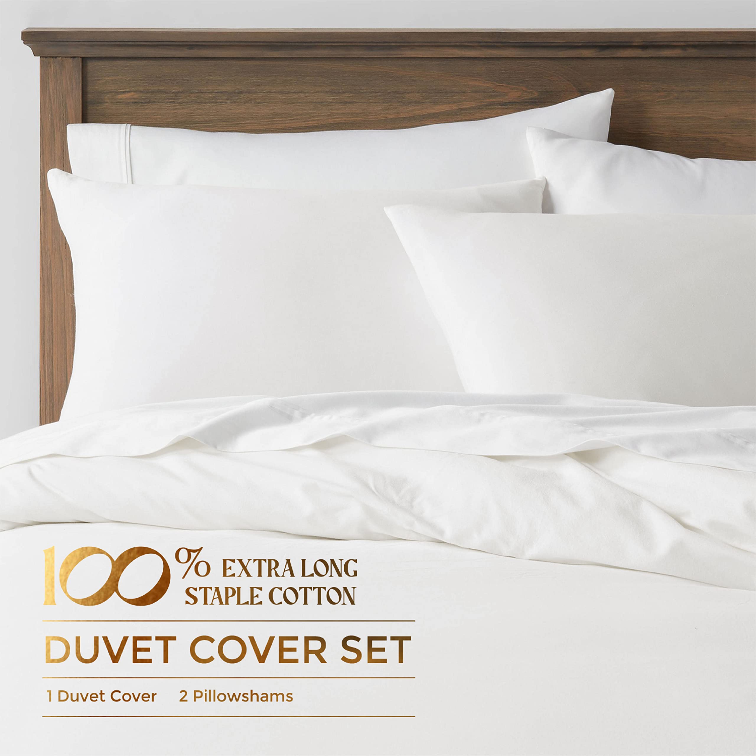 Mayfair Linen Oversized King Duvet Cover, 600 Thread Count Sateen 3 Pc Egyptian Cotton Duvet Cover Set, 100% Pure Cotton Comforter Cover, 2 Pillow Shams, Zipper Closure, 7 Corner Ties - (White)