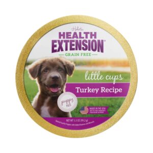 Health Extension Little Cups Grain-Free Wet Dog Food, Puppy Pate - Turkey 3.5 oz - Nutrient-Rich, Easy to Digest, Ideal for Puppies (Case of 12 Cups)