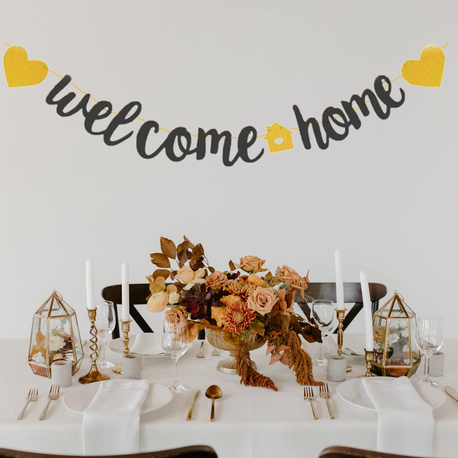 Welcome Home Banner with Two Heart and A Vivid Home Sign Flash Party Decorations, Funny Home Party Sign Decors Family Party Housewarming Banner for Family Theme Party Supplies Decorations