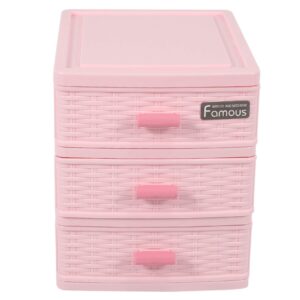 Nicfaky Plastic Drawer Designed 3 Compartment Jewelry Storage Box Pink