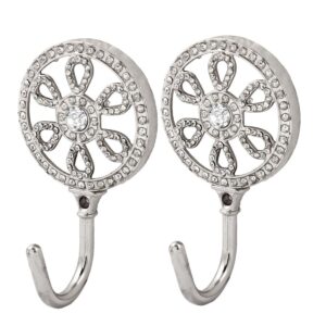 qtqgoitem artificial rhinestones decor round shape coat handbag hook wall hanger 2 pcs silver tone (model: ea6 05d 605 d11 b34)