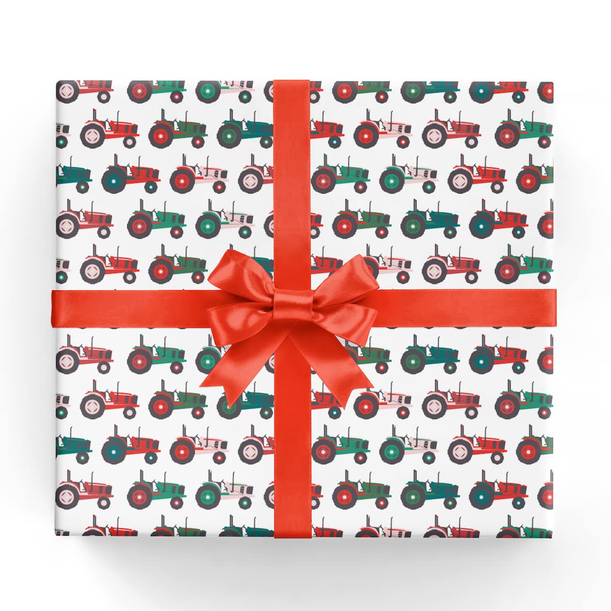 Tractors Birthday Giftwrap Paper - Six Flat Folded Sheets 19.5x27 Inches, Decorative Paper for Farm Birthday Wrapping Paper or Art Projects