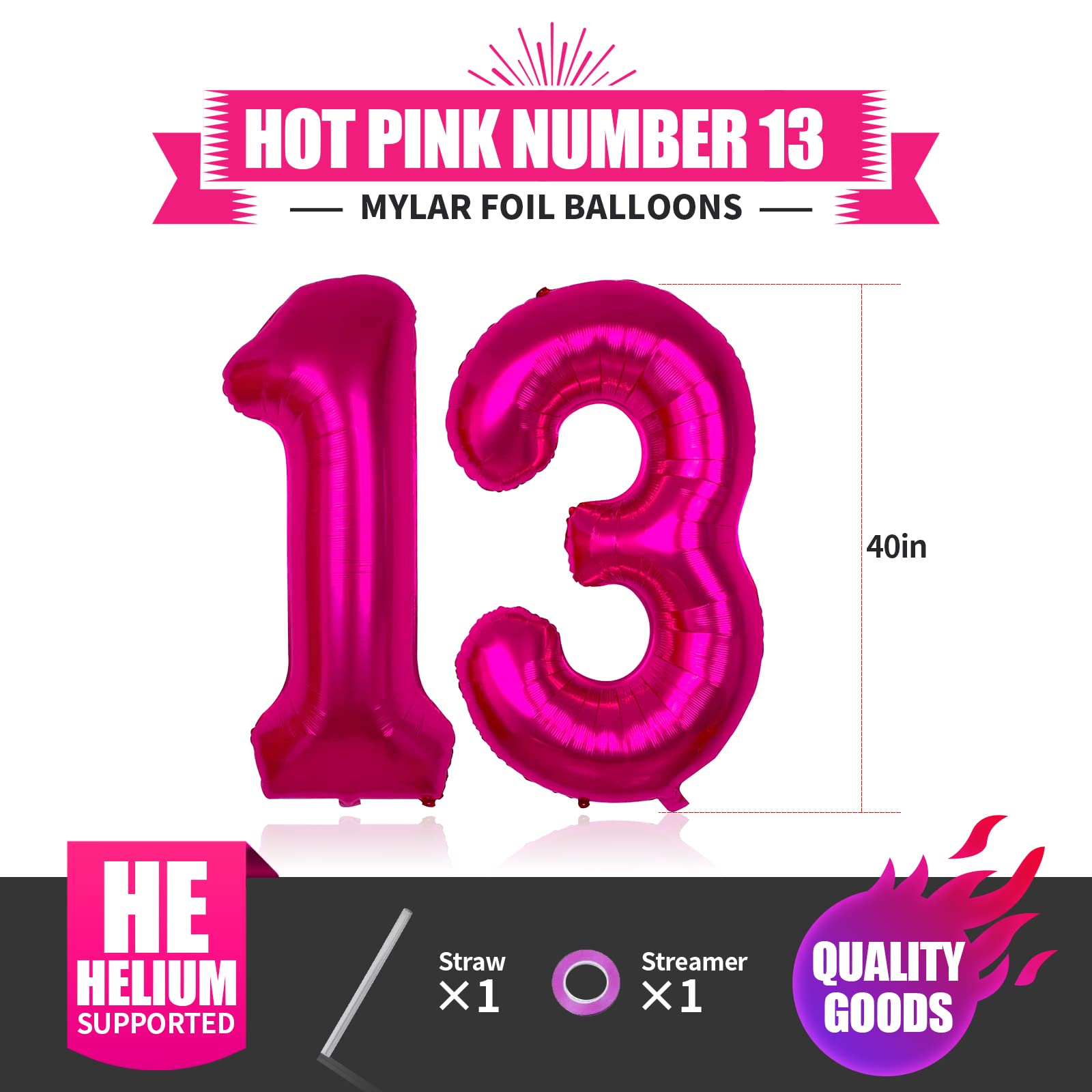 40 Inch Hot Pink 46 Balloon Number, Happy 46th or 64th Birthday Prom Balloons Decoraions for Men Women Big Gaint Foil Mylar 64 pink Big Numbers Balloons Wedding Anniversary