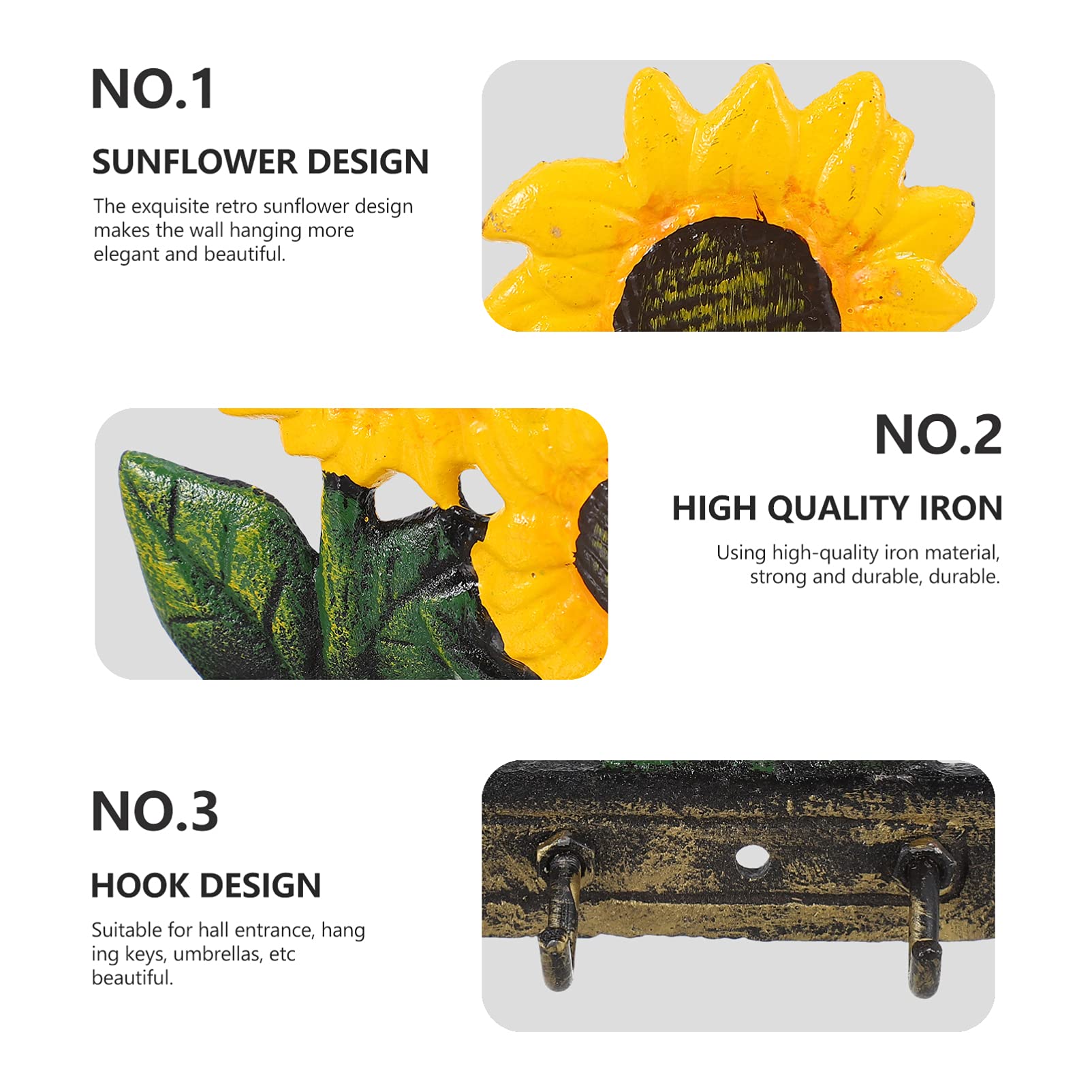 1 Pc Sunflower Hook Practical Hat Hook Bathrobe Hook Wrought Iron Wall Hook Wrought Iron Hook Key Ring Hook Household Mask Hook Wall Decoration Hook Exquisite Hook Hanger