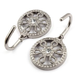 Qtqgoitem Artificial Rhinestones Decor Round Shape Coat Handbag Hook Wall Hanger 2 PCS Silver Tone (model: ea6 05d 605 d11 b34)