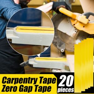 20 Pcs Zero Gap Woodworking Tape Miter Saw Tape for More Accurate Cuts on Miter Saw Table Saw PVC Self Adhesive Strips for Positioning Wood Cutting, 2 x 14 Inch, Yellow