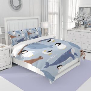 Vantaso Cute Arctic Animals Bedding Sets Full for Bedding Room Decor, Soft Comfortable Microfiber Comoforter Cover Set, with 1 Duvet Cover and 2 Pillow case