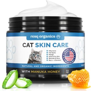 cat paw balm cat cream 2 oz: hot spot treatment for cats dermatitis, mange treatment, cat itchy skin relief for dry skin, pet wound care, natural allergy relief with manuka honey, aloe vera, vitamin e