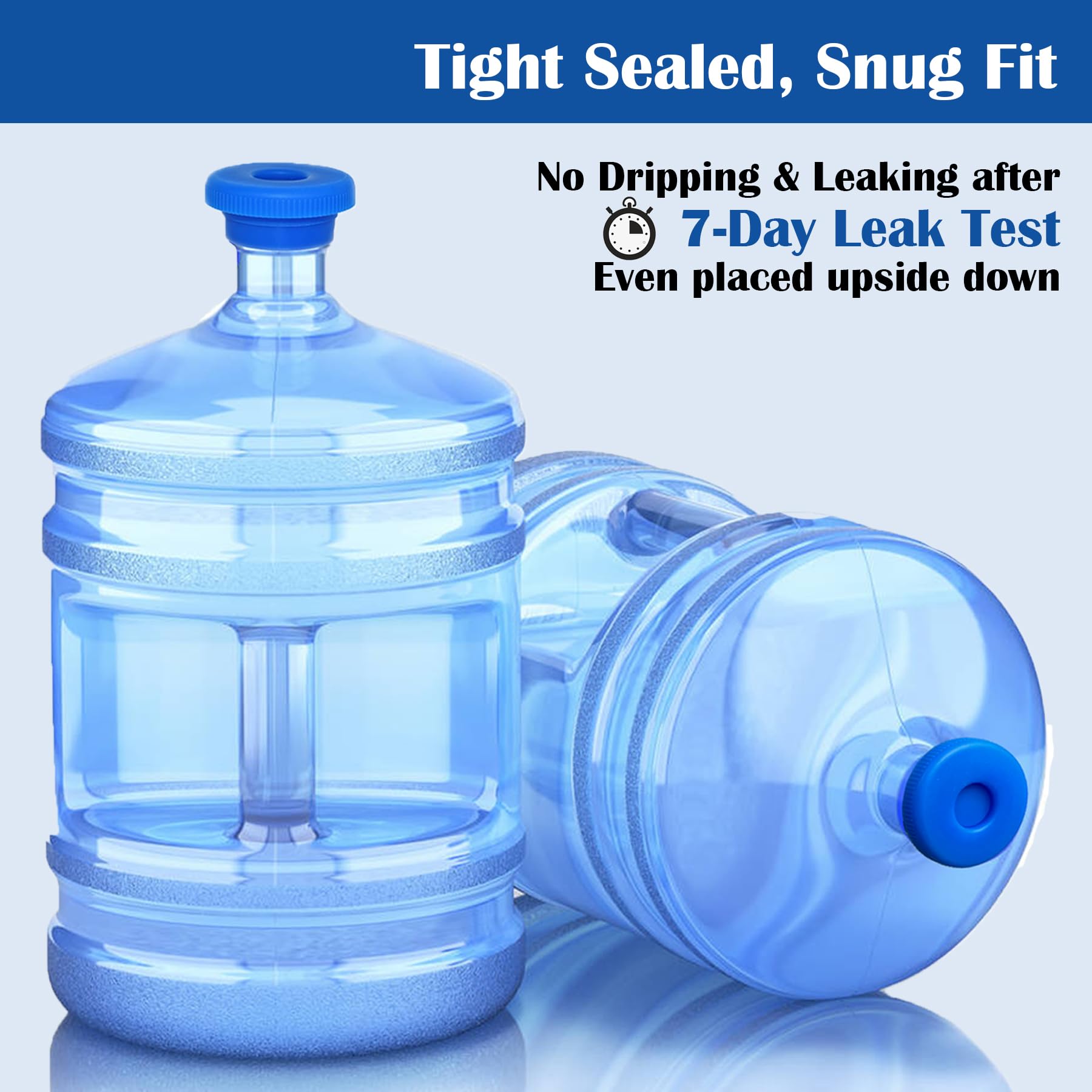 5 Gallon Water Jug Cap Reusable, Non-Spilling 55mm Water Bottle Dispenser Caps, Silicone 5 Gal Jug Replacement Caps Lids Anti Splash (Ocean Blue, 3 Pack)