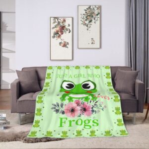 Frog Blanket for Girls Women Super Soft Cozy Frog Animal Stuff Decor Fleece Throw Blanket Plush Warm Fleece Just a Girl Who Loves Frogs Flannel Gifts Blankets for Kids Adults 50"x40"