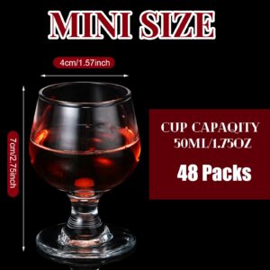 Cute Shot Glasses Mini Glass Snifters Cognac 1.7 oz Glasses Brandy Snifter Mini Wine Glasses Glass Dinnerware Set for Whiskey Juice Vodka Sherry Champagne Brandy Wine Party Supplies (48 Pieces)