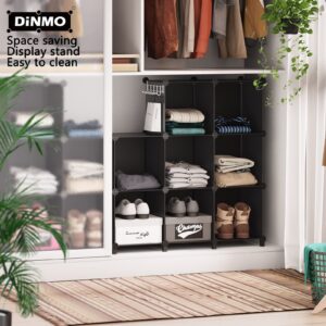 DINMO 16 Cubes Storage Organizer, Bookcase, Display Shelf with Wooden Mallet, Cabinet Storage for Kids, Adult, Office, Bedroom, Bathroom, Black