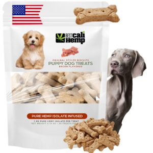 Best Cali Hemp Puppy Treats Calming Chews for Dogs Anxiety with Vitamin A, E, D3, B12 Supplement, Helps Relax, Reduce Stress, Storm Anxiety, Calming, Sleep Aid for Dogs - Bacon (30 Treats)