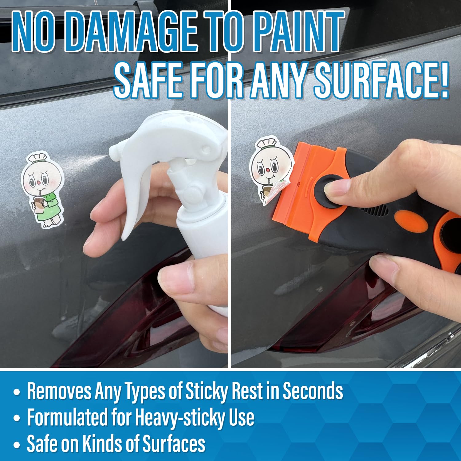 Sticker Remover, Car Sticker Remover with Scraper & Plastic Razors for Rapidly Removing Decals, Tapes, Glue, Surface Safe Adhesive Remover for Cars, Glass, Ceramic, Plastic & Other Surfaces