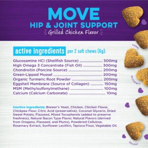 Wellness Grilled Chicken Flavored Soft Chews Hip & Joint Health Supplements for Dogs, 90 Count