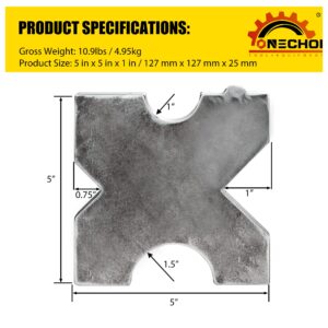 OneChoi Arbor Press Plate, 20Ton Shop Metal Press Plates Made From AR400F Material w/Yield Strength of Over 140,000 PSI, H Frame Hydraulic Shop Press Plate 4 Notch (1 Pair) (1"X 5"X 5")