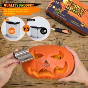 Pumpkin Carving Kit for Kids, 22 PSC Stainless Steel Pumpkin Carving Tools with Hammer and 2 Carving Knives, DIY Halloween Pumpkin Shape