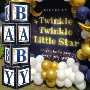 Twinkle Twinkle Little Star Balloon Boxes Baby Shower Decorations for Boy Navy Blue Moon and Star Baby Shower Party Decorations Supplies