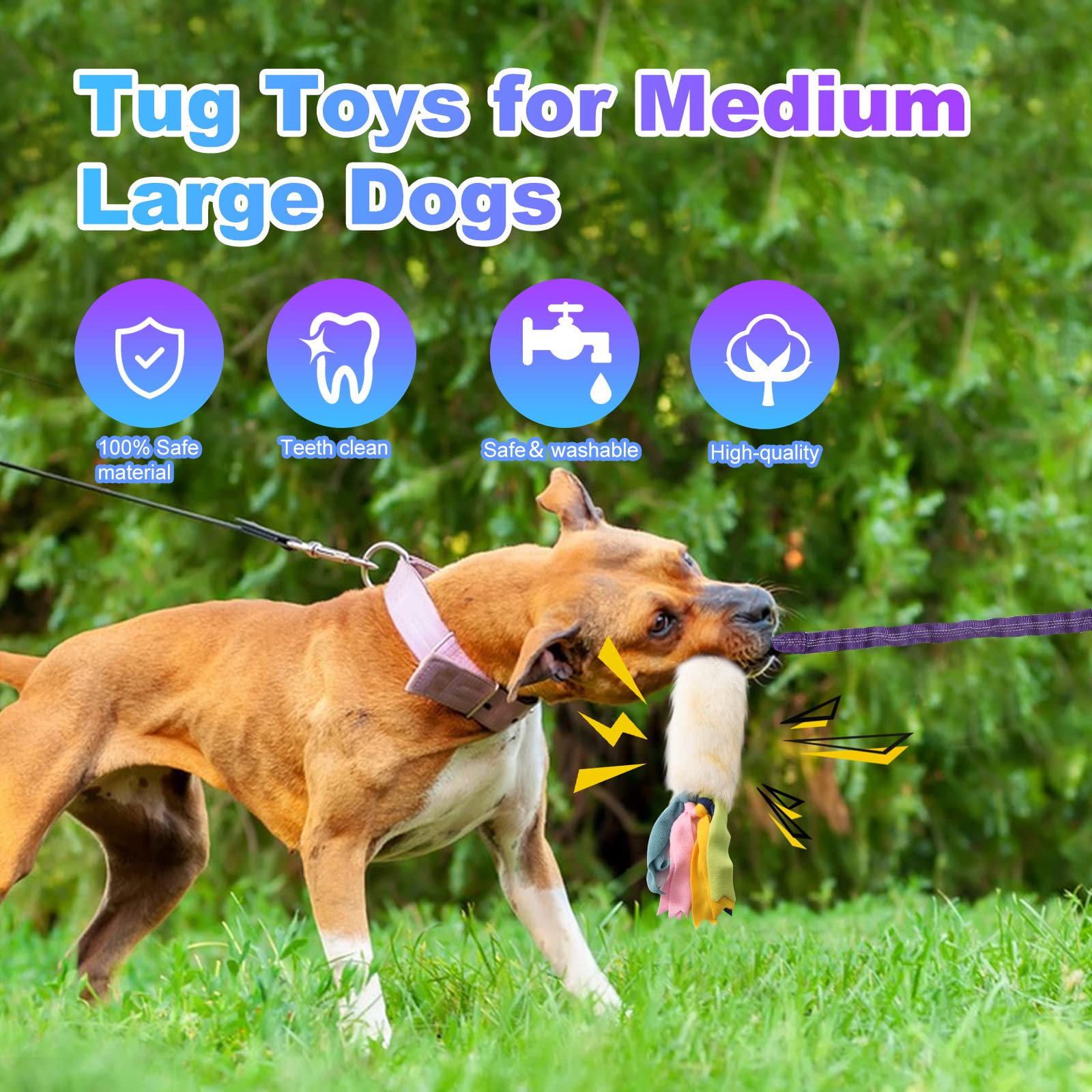 Dog Rope Toys, Nearly Indestructible Dog Rope Toys with Strong Squeak- Ideal Tug of War Interactive Dog Training Toy, Dental Cleaning Chew Toys, Dog Tug Toy for Boredom Suitable for Dogs of All Ages