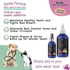 IWALU Natural Pet Dental Care Solution Pet Water Additive: Best dog breath freshener for Bad Dog Breath & Cat Bad Breath - Fights Tartar & Plaque - Easy No Flavor, Just Add to Water! Vet Remedy (16OZ)