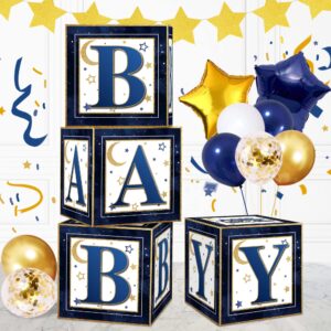 twinkle twinkle little star balloon boxes baby shower decorations for boy navy blue moon and star baby shower party decorations supplies