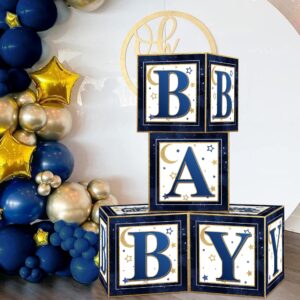 Twinkle Twinkle Little Star Balloon Boxes Baby Shower Decorations for Boy Navy Blue Moon and Star Baby Shower Party Decorations Supplies