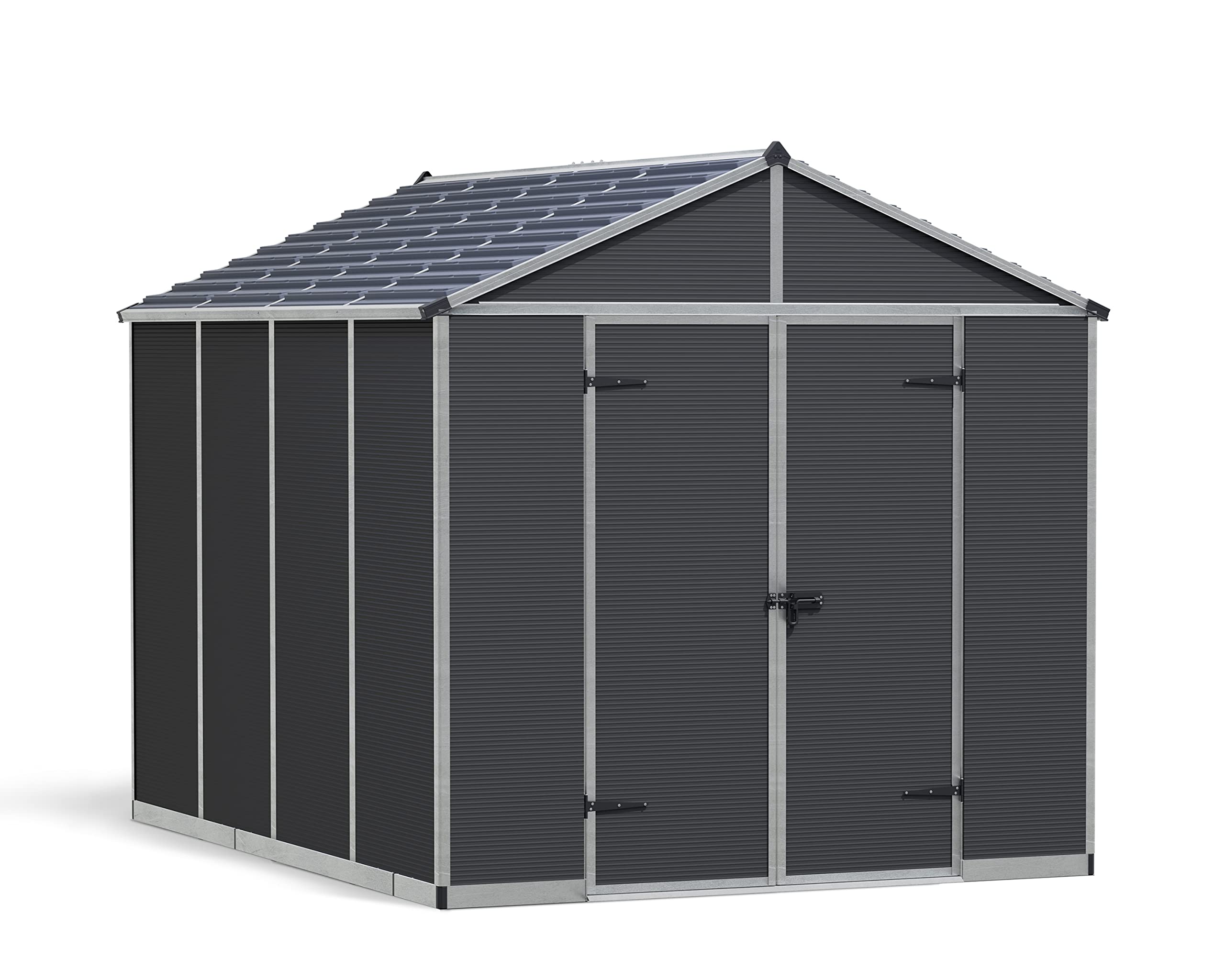 Palram - Canopia Rubicon Storage Shed, 8'x10' DIY Backyard Shed, Gray Polycarbonate Panels and Aluminum Frame, Sheds & Outdoor Storage for Lawn Mower, Bike, Garden Tools, Outdoor Storage Box Shed