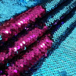 reversible sequin fabric 1 yard long mermaid fabric by the yard turquoise to hot pink two tone change color fabric flip sequins fabric for sewing dress/cloths/tablecloth