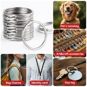 MAQIHAN 100pcs Key Ring - Metal Key Chain Ring for Keychain of Home Car School Office DIY Crafts Dog Ring and Other Keys Attachment 1 Inch