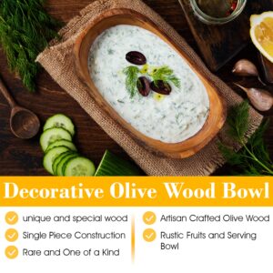 OLIVANERA olive wood rustic dipping bowl 5,5*2.5*2.5 inch,decorative wooden bowl, small wooden bowl, Handcrafted mixing Bowls for Serving Nuts Desserts Fruits, and Accent Decor Gifts for Any Occasion