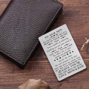 TGCNQ Gifts for Son - Son Steel Engraved Card - Son Inspirational Gifts from Mom Dad - Son Birthday Graduation Christmas Gifts from Parents